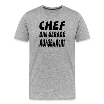 Chef - Männer Premium Bio T-Shirt - Grau meliert - Vorne - Damien (186cm)