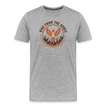 Auferhebt aus der Asche: Der Prestige-Phönix - Männer Premium Bio T-Shirt - Grau meliert - Vorne - Damien (186cm)