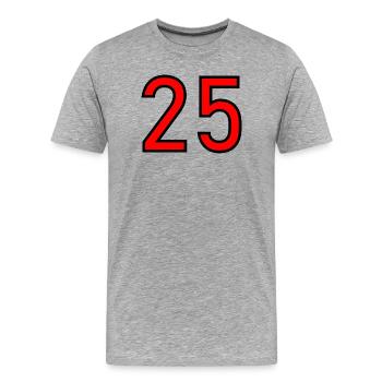 25. 25 ANS. 25e ANNIVERSAIRE. ANNIVERSAIRE 25 ANS. - T-shirt bio Premium Homme - gris chiné - Devant - Damien (186cm)