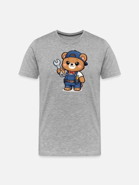 Little Bear Craftsman with Wrench - Men's Premium Organic T-Shirt - heather grey