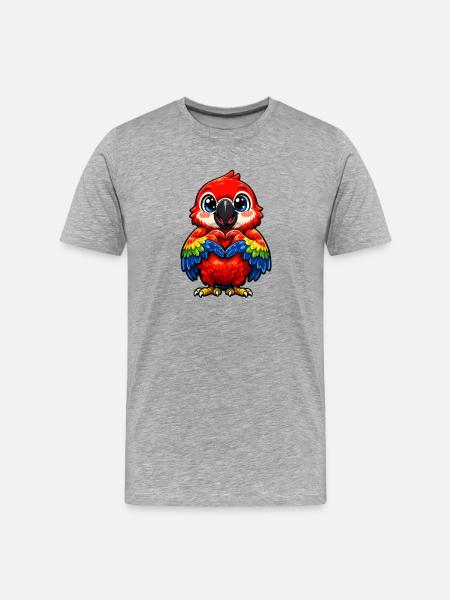 Heart Rainbow Parrot - Men's Premium Organic T-Shirt - heather grey