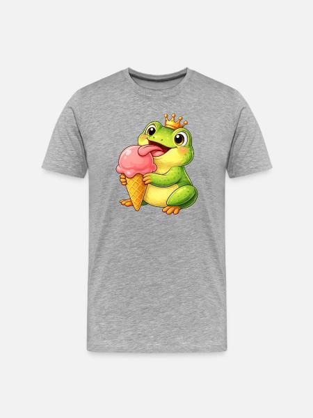 Süßer Frosch König mit Eis - Men's Premium Organic T-Shirt - heather grey