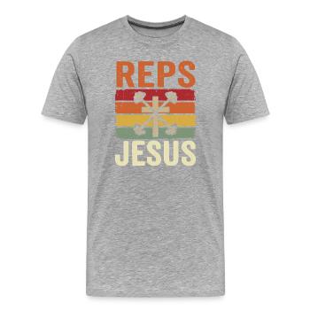 Reps For Jesus Men Religious - Men's Premium Organic T-Shirt - heather grey - Front - Damien (186cm)