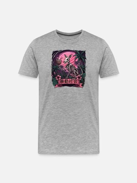 Skeletal Kangaroo in Neon Jungle - Men's Premium Organic T-Shirt - heather grey