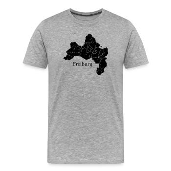Freiburg Map - Männer Premium Bio T-Shirt - Grau meliert - Vorne - Damien (186cm)