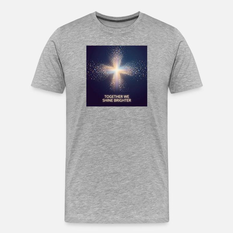 Lichtkreuz Gemeinsam Strahlen - Männer Premium Bio T-Shirt - Grau meliert