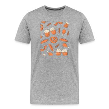 Snack, beer, pretzels, knuckle, bread, picnic, Bavaria - Men's Premium Organic T-Shirt - heather grey - Front - Damien (186cm)