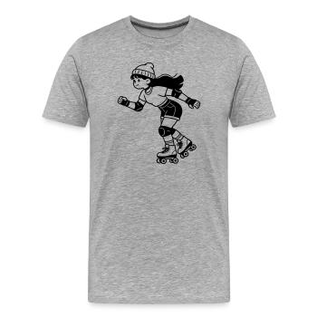 Patins à roulettes - T-shirt bio Premium Homme - gris chiné - Devant - Damien (186cm)