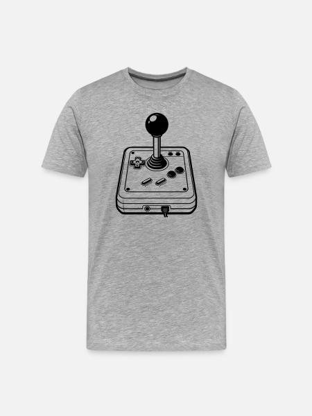 Retro joystick - Men's Premium Organic T-Shirt - heather grey