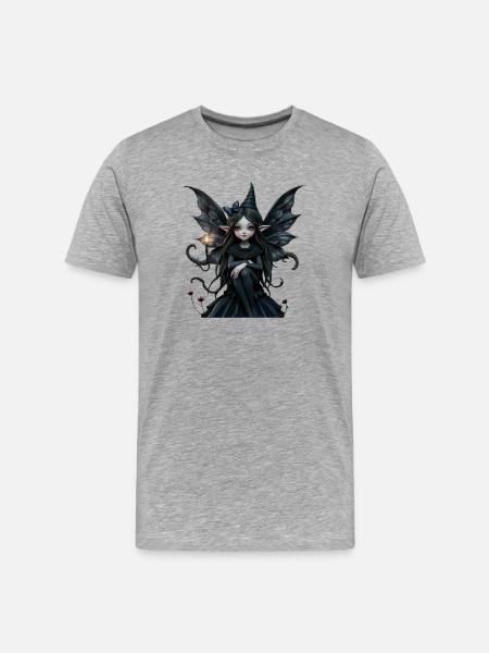 Dark Fairy with Black Wings - Men's Premium Organic T-Shirt - heather grey