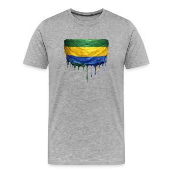 Gabon Flag in Drop Art - Men's Premium Organic T-Shirt - heather grey - Front - Damien (186cm)