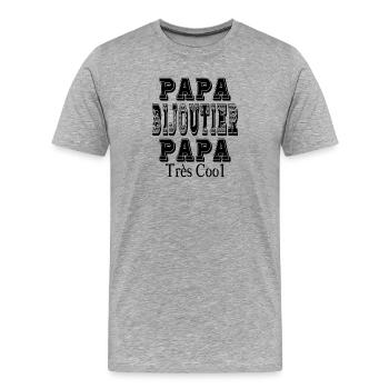  Papa Bijoutier Papa Très Cool - T-shirt bio Premium Homme - gris chiné - Devant - Damien (186cm)