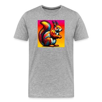 écureuil - T-shirt bio Premium Homme - gris chiné - Devant - Damien (186cm)