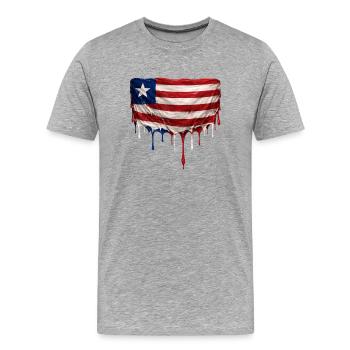 Drapeau du Libéria dans l’art en chute - T-shirt bio Premium Homme - gris chiné - Devant - Damien (186cm)