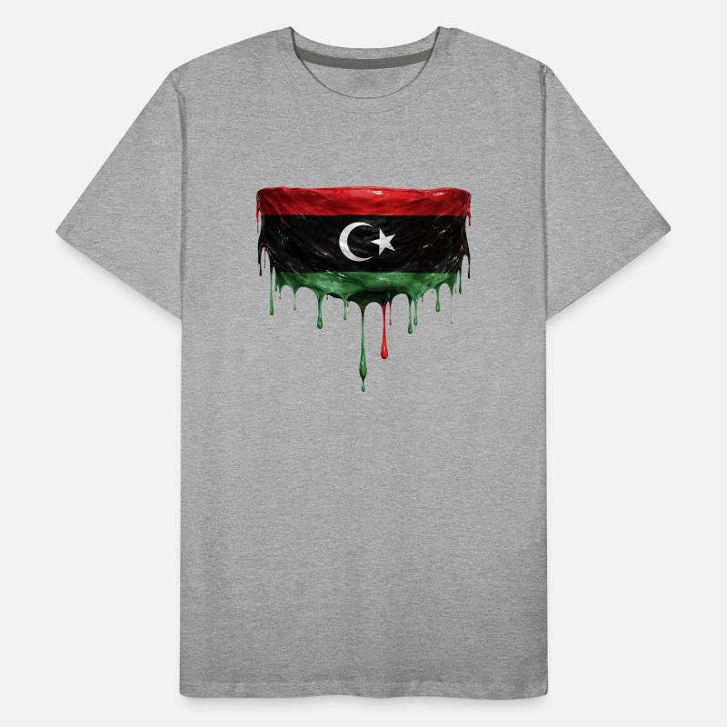 Conception de la chute du drapeau libyen T-shirt bio Premium Homme