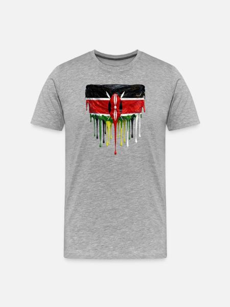 Kenya Flag in Drop Art - Men's Premium Organic T-Shirt - heather grey