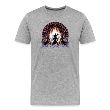  Drei Hexen Beim Ritual Am Feuer Vor Magischem - Männer Premium Bio T-Shirt - Grau meliert - Vorne - Damien (186cm)