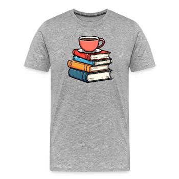 Livres - T-shirt bio Premium Homme - gris chiné - Devant - Damien (186cm)