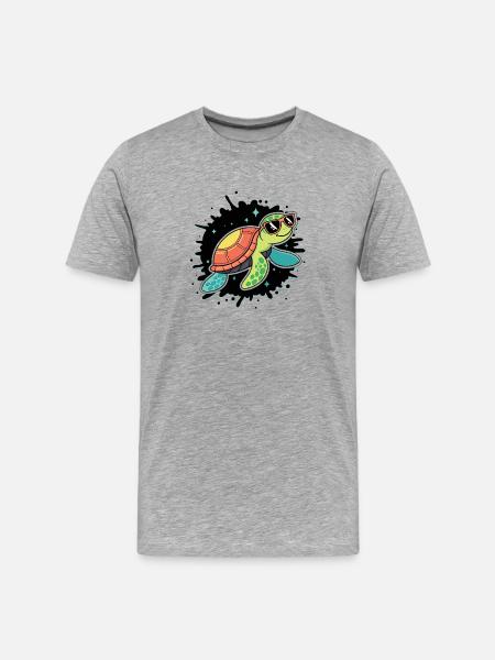 Chic Cosmic Turtle in Sunglasses - Men's Premium Organic T-Shirt - heather grey