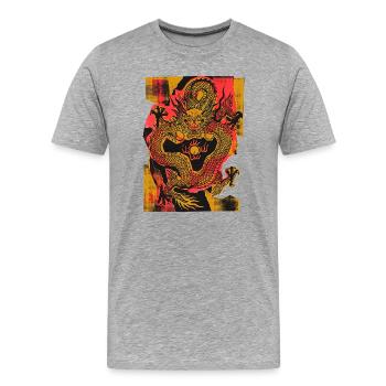 Art chinois des dragons - T-shirt bio Premium Homme - gris chiné - Devant - Damien (186cm)