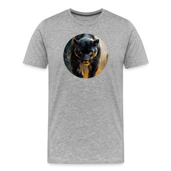 Design de Panthère noire - Männer Premium Bio T-Shirt - Grau meliert - Vorne - Damien (186cm)