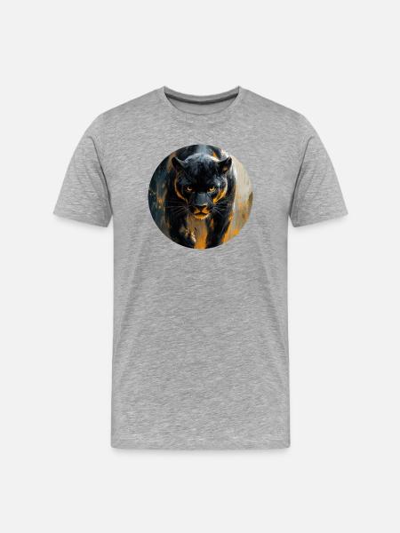 Design de Panthère noire - Männer Premium Bio T-Shirt - Grau meliert