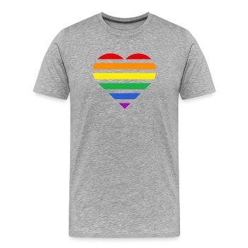 Pride Flag Heart · Classic Rainbow - Men's Premium Organic T-Shirt - heather grey - Front - Damien (186cm)