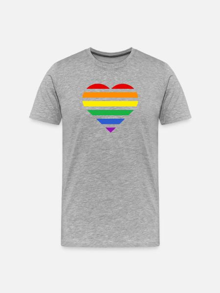 Pride Flag Heart · Classic Rainbow - Men's Premium Organic T-Shirt - heather grey