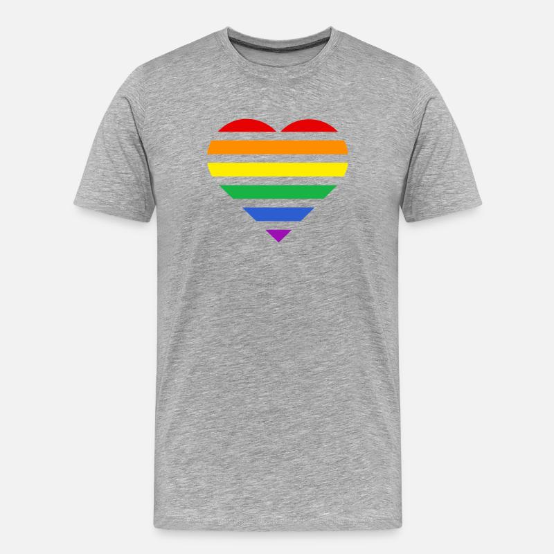 Pride Flag Heart · Classic Rainbow - Männer Premium Bio T-Shirt - Grau meliert