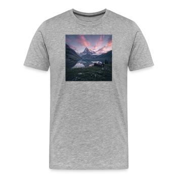 Alpine evening reflection - Men's Premium Organic T-Shirt - heather grey - Front - Damien (186cm)
