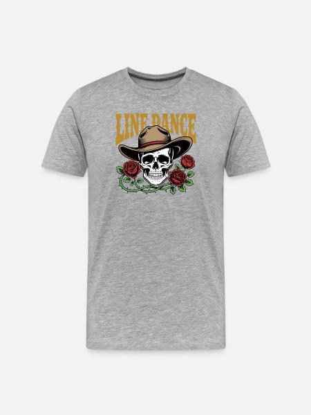 Line Dance Skull & Roses - Men's Premium Organic T-Shirt - heather grey