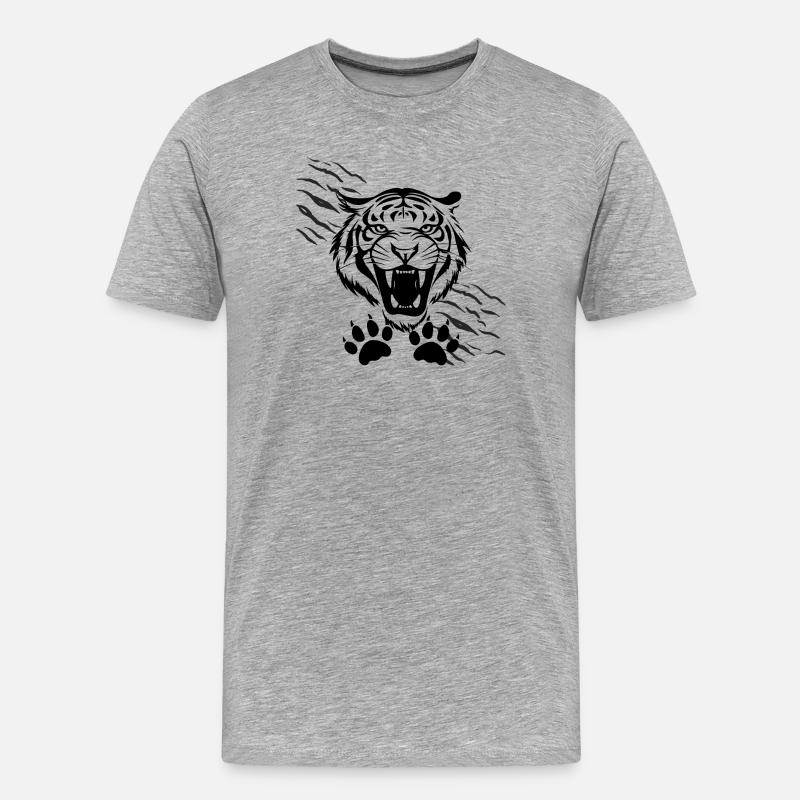 Gebogene Schatten und Tiger - Männer Premium Bio T-Shirt - Grau meliert