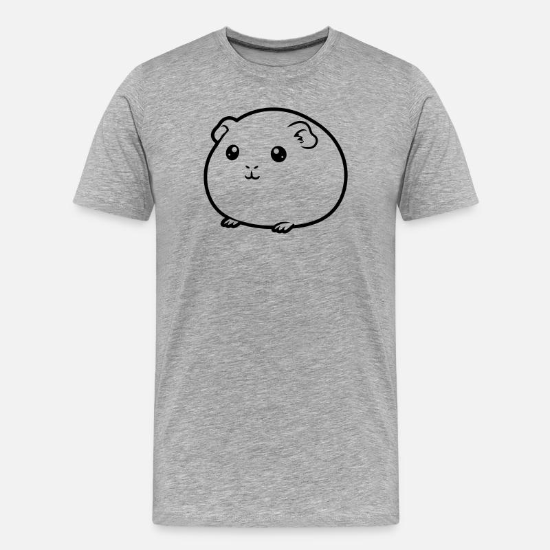 Dickes Meerschweinchen Comic Kontur - Männer Premium Bio T-Shirt - Grau meliert
