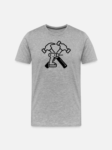 Tool Hammers Drills Outline - Men's Premium Organic T-Shirt - heather grey