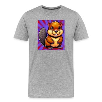 beaver - Men's Premium Organic T-Shirt - heather grey - Front - Damien (186cm)