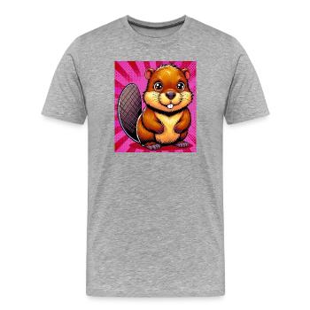 beaver - Men's Premium Organic T-Shirt - heather grey - Front - Damien (186cm)