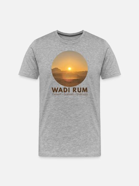 Wadi Rum Abendstille Wüstensonne - Männer Premium Bio T-Shirt - Grau meliert