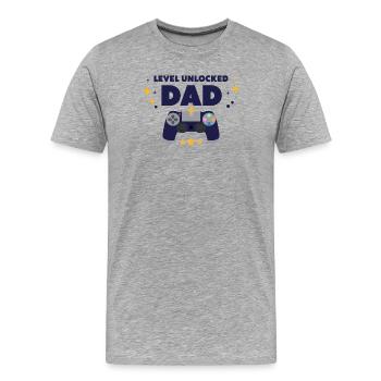 Level freigeschaltet: Papa - Männer Premium Bio T-Shirt - Grau meliert - Vorne - Damien (186cm)
