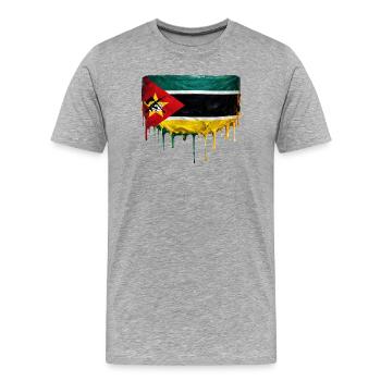 Mozambique Flaggen-Gemälde Tropfen - Männer Premium Bio T-Shirt - Grau meliert - Vorne - Damien (186cm)