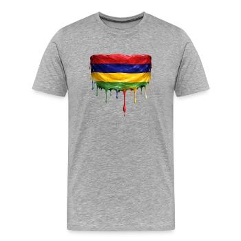 Mauritius Flag Drop Art - Men's Premium Organic T-Shirt - heather grey - Front - Damien (186cm)