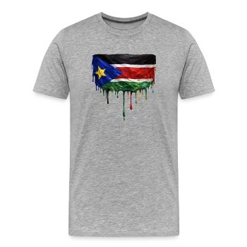 South Sudan Flag Drop Art - Men's Premium Organic T-Shirt - heather grey - Front - Damien (186cm)