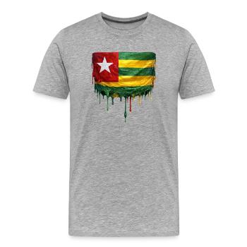 Togo Flagge Tropfenkunst - Männer Premium Bio T-Shirt - Grau meliert - Vorne - Damien (186cm)