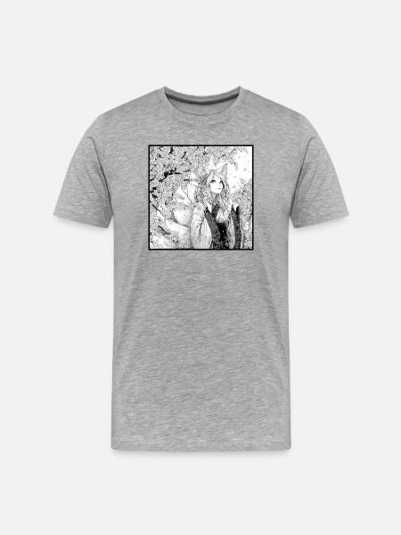 Manga fox ear in flower landscape - Men's Premium Organic T-Shirt - heather grey