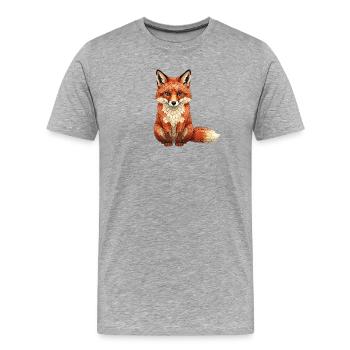 Fuchs Mosaik - Geometrisch für Waldtiere-Fans - Männer Premium Bio T-Shirt - Grau meliert - Vorne - Damien (186cm)