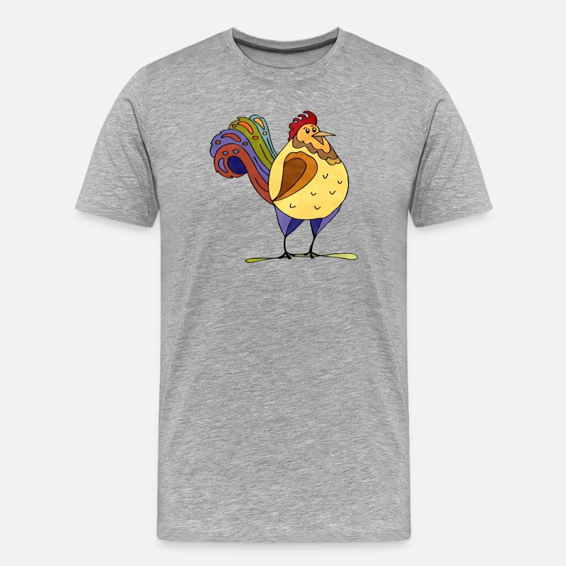 Hahn - Männer Premium Bio T-Shirt - Grau meliert