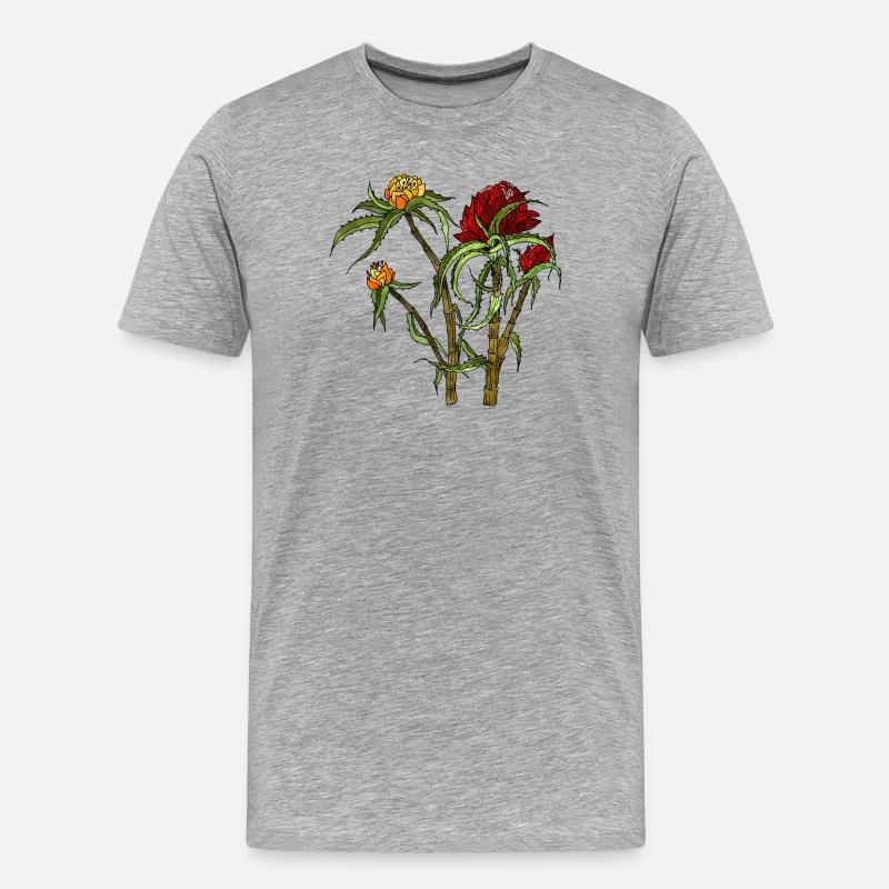Blumen - Männer Premium Bio T-Shirt - Grau meliert