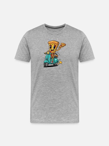 Pizza Delivery T-shirt - Pizza Slice Design - Men's Premium Organic T-Shirt - heather grey