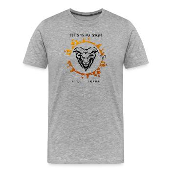 Mon signe Bélier - T-shirt bio Premium Homme - gris chiné - Devant - Damien (186cm)