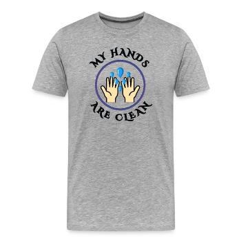 Saubere Hände - Männer Premium Bio T-Shirt - Grau meliert - Vorne - Damien (186cm)