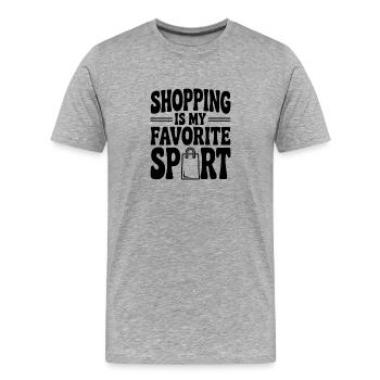 Einkaufen ist mein Lieblingssport - Männer Premium Bio T-Shirt - Grau meliert - Vorne - Damien (186cm)